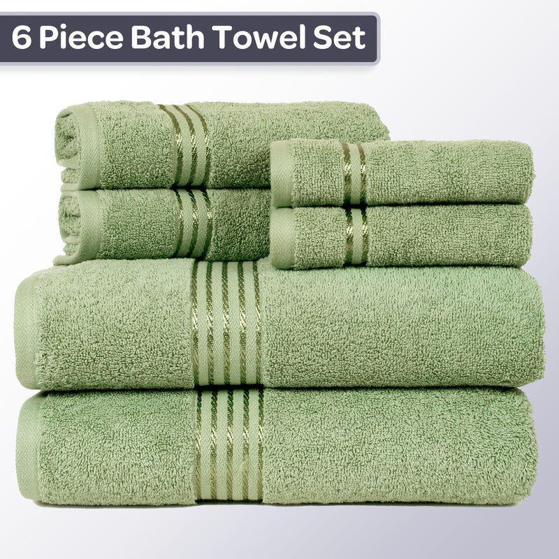 Lavish Home 6 Piece Bathroom Towels Set - 625GSM 100% Cotton Bathroom Essentials with 2 Absorbent Wash Cloths, 2 Hand Cloths, and 2 Bath Towel for Shower, Gym, Dorm and Spa (Green) - Image 4